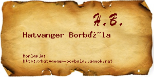 Hatvanger Borbála névjegykártya